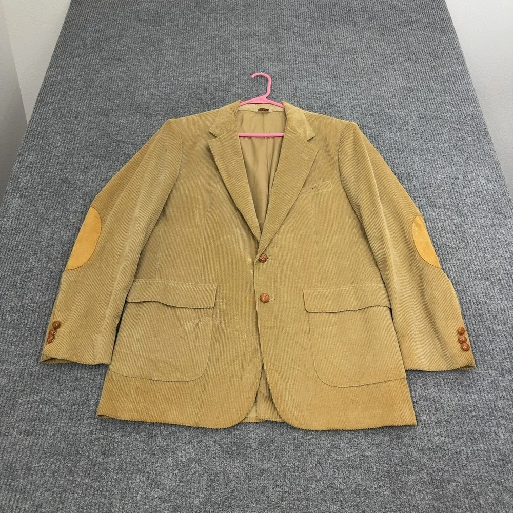 Vintage Eagle Pass Blazer Mens Tan Corduroy‎ Elbow Patches Academic Style